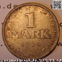 1 Rentenmark - Jaeger-Nr. 311 Wertseite - 1 Rentenmark - Jaeger-Nr. 311