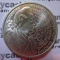 10 DM - 250. Geburtstag von Johann Wolfgang von Goethe - Jaeger-Nr. 473 Bildseite - 10 DM - 250. Geburtstag von Johann Wolfgang von Goethe - Jaeger-Nr. 473