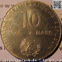 Wertseite 10 Mark - Gemeinsamer Weltraumflug von UdSSR und DDR - Jaeger-Nr. 1568 10 Mark - Gemeinsamer Weltraumflug von UdSSR und DDR - Jaeger-Nr. 1568