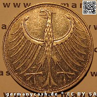 Adlerseite 5 DM Silberadler - Jaeger-Nr. 387 5 DM Silberadler - Jaeger-Nr. 387